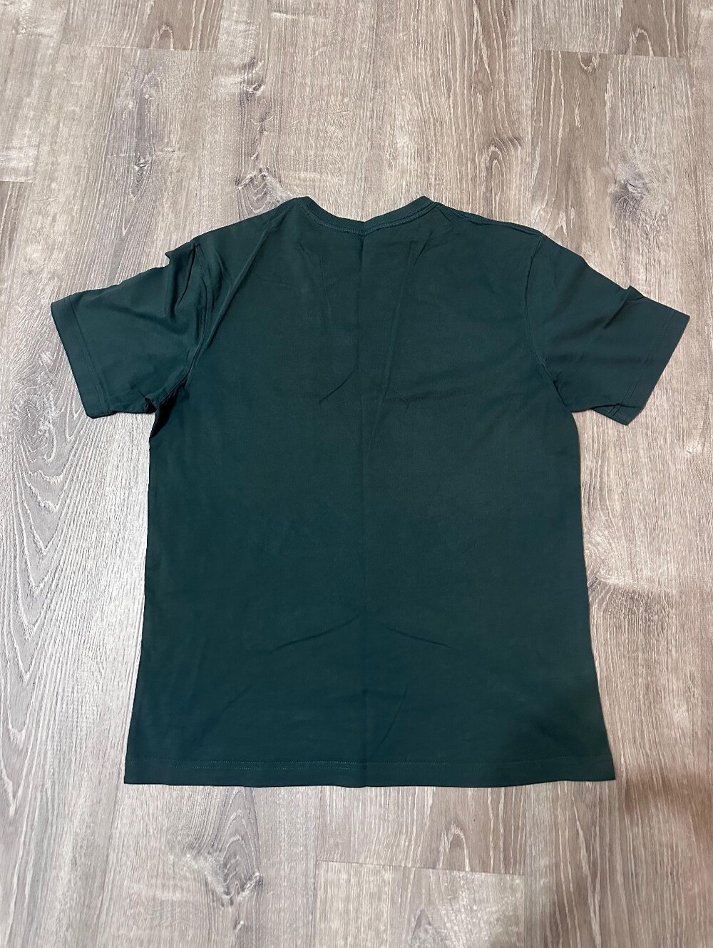 Zara Men's Forest Green Crewneck T-Shirt with Small Chest Patch - Picture 4 of 4